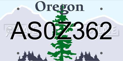 AS0Z362 Oregon License Plate