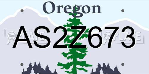AS2Z673 Oregon License Plate