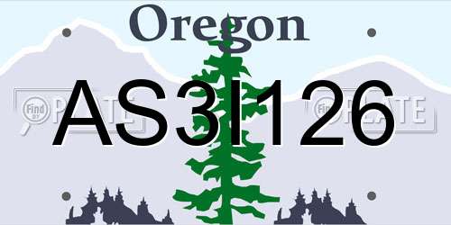 AS3I126 Oregon License Plate