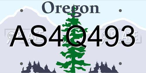 AS4Q493 Oregon License Plate