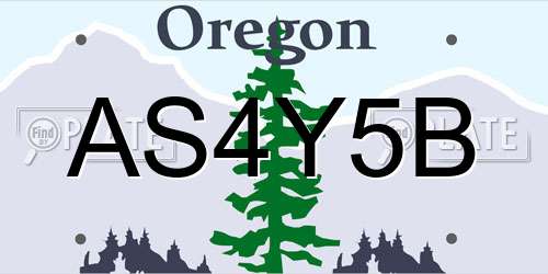 AS4Y5B Oregon License Plate