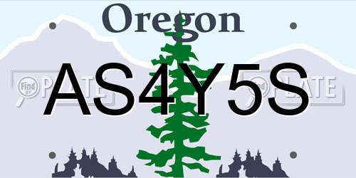 AS4Y5S Oregon License Plate