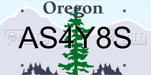 AS4Y8S Oregon License Plate