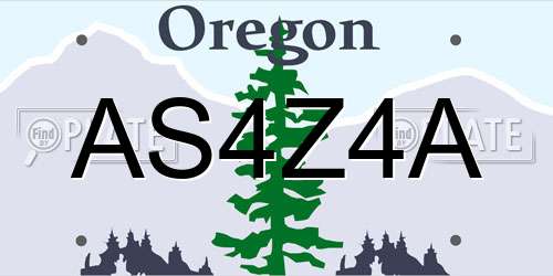 AS4Z4A Oregon License Plate