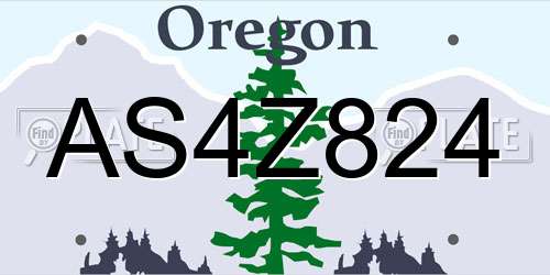 AS4Z824 Oregon License Plate