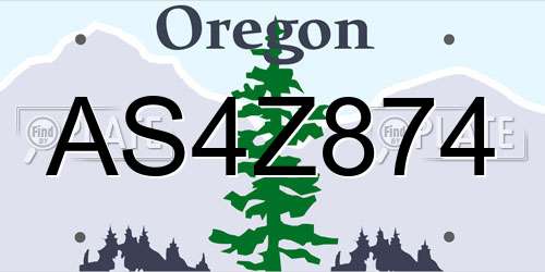 AS4Z874 Oregon License Plate