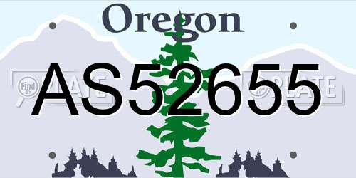 AS52655 Oregon License Plate