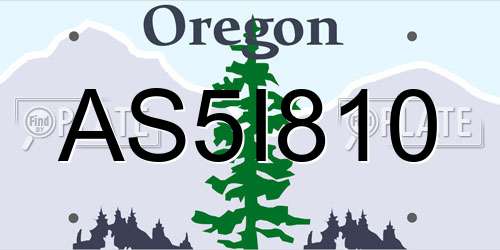 AS5I810 Oregon License Plate