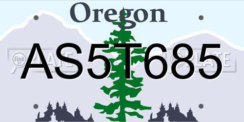 AS5T685 Oregon License Plate