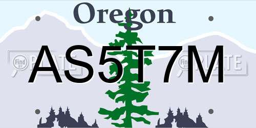 AS5T7M Oregon License Plate
