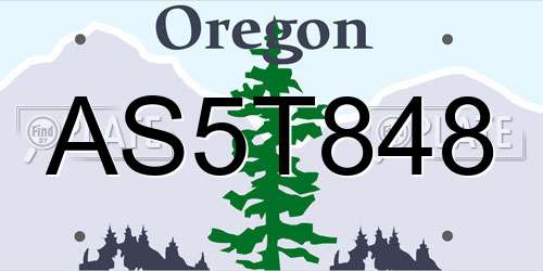 AS5T848 Oregon License Plate