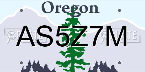 AS5Z7M Oregon License Plate