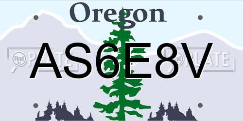 AS6E8V Oregon License Plate