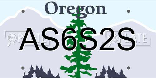 AS6S2S Oregon License Plate