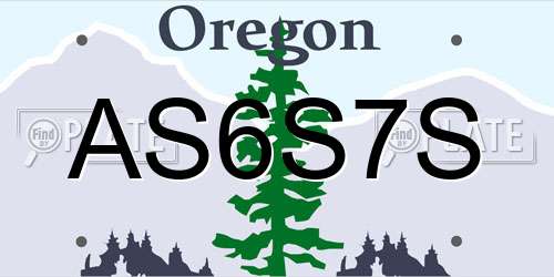 AS6S7S Oregon License Plate