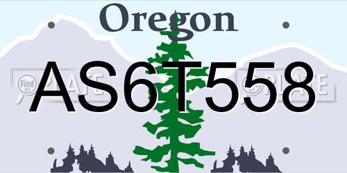 AS6T558 Oregon License Plate