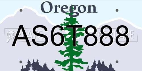 AS6T888 Oregon License Plate