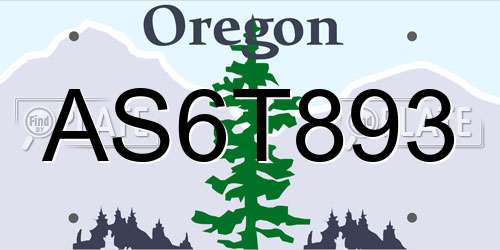 AS6T893 Oregon License Plate