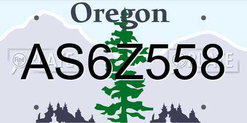 AS6Z558 Oregon License Plate