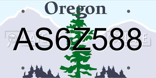 AS6Z588 Oregon License Plate
