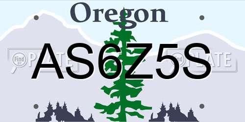 AS6Z5S Oregon License Plate