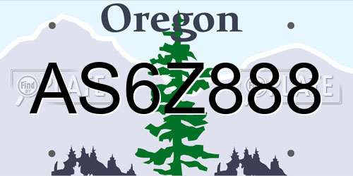 AS6Z888 Oregon License Plate