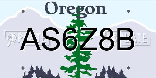 AS6Z8B Oregon License Plate