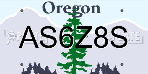 AS6Z8S Oregon License Plate