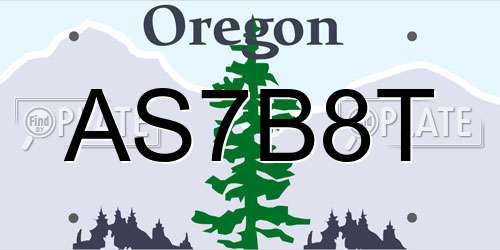 AS7B8T Oregon License Plate
