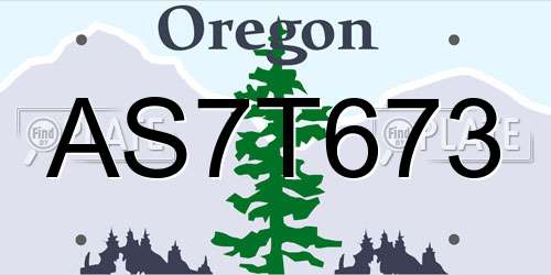 AS7T673 Oregon License Plate