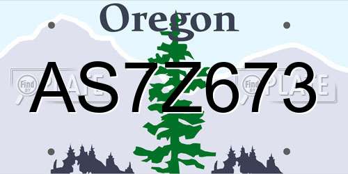 AS7Z673 Oregon License Plate