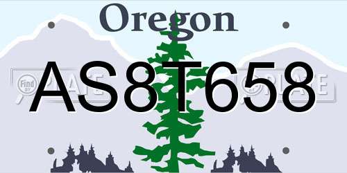 AS8T658 Oregon License Plate