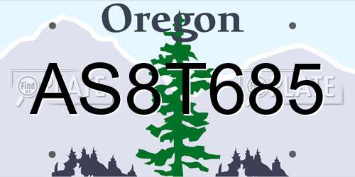 AS8T685 Oregon License Plate