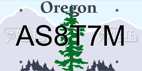 AS8T7M Oregon License Plate