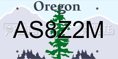 AS8Z2M Oregon License Plate