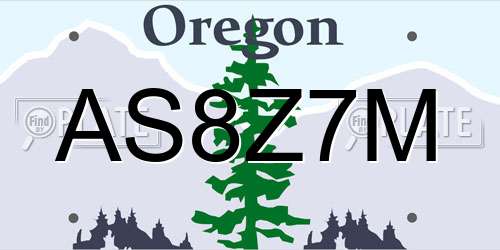 AS8Z7M Oregon License Plate