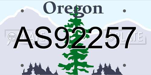 AS92257 Oregon License Plate
