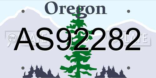AS92282 Oregon License Plate