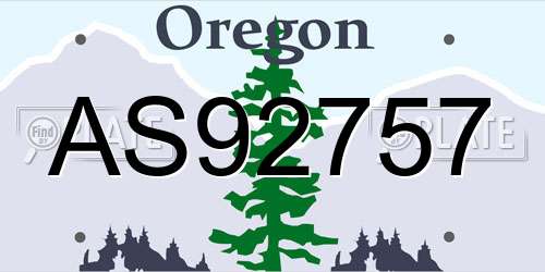 AS92757 Oregon License Plate
