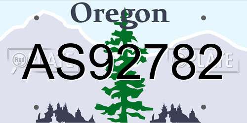 AS92782 Oregon License Plate