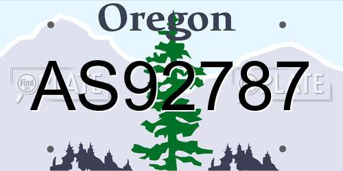 AS92787 Oregon License Plate