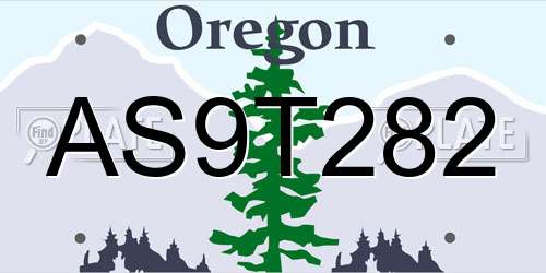 AS9T282 Oregon License Plate
