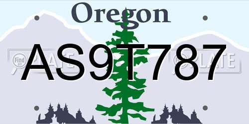 AS9T787 Oregon License Plate