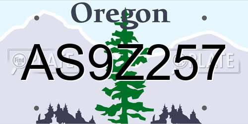 AS9Z257 Oregon License Plate