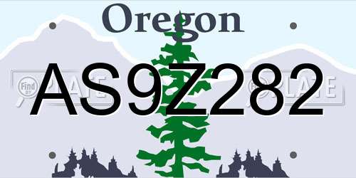 AS9Z282 Oregon License Plate