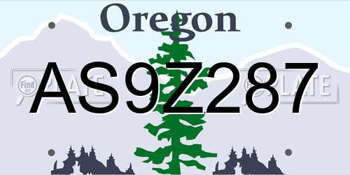 AS9Z287 Oregon License Plate