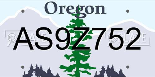 AS9Z752 Oregon License Plate