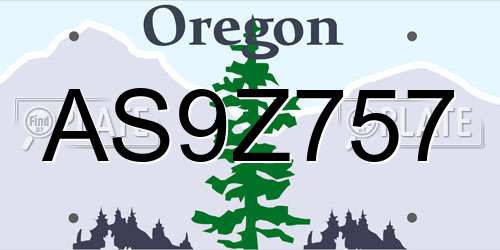 AS9Z757 Oregon License Plate
