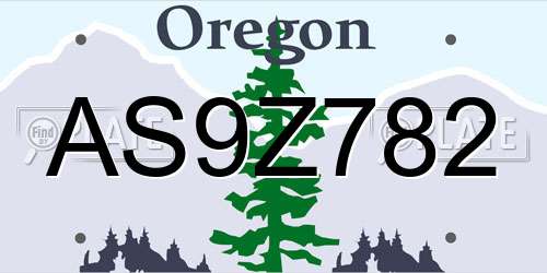 AS9Z782 Oregon License Plate