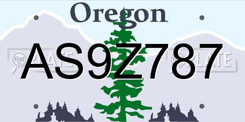 AS9Z787 Oregon License Plate